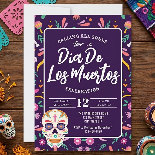 Invitation pour la fête mexicaine de crânes Dia De (Créateur téléchargé)