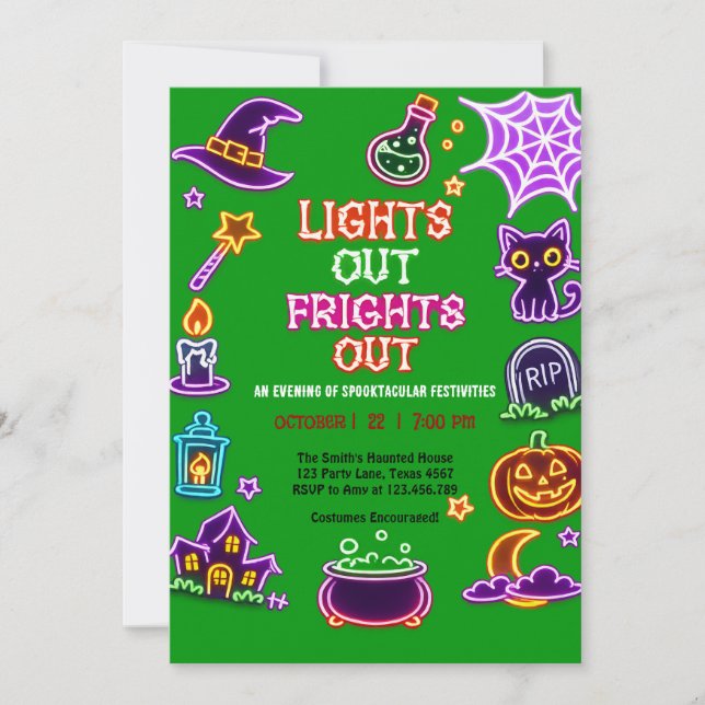 Invitation pour la fête néon de Halloween Glow Ext (Devant)