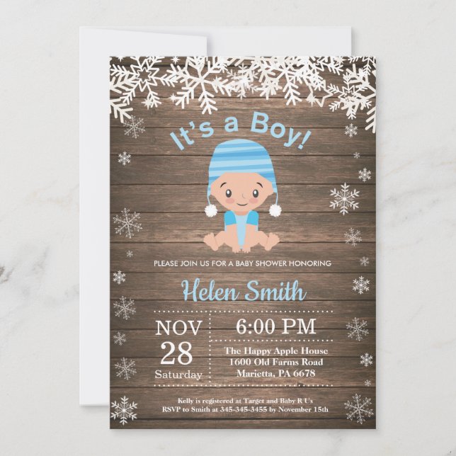 Invitation pour la fête prénatale de bébé garçon e (Devant)