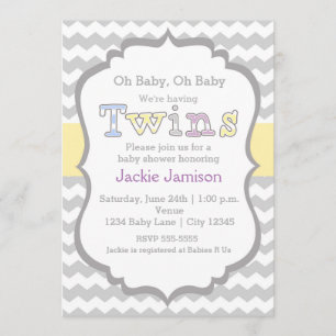 Invitation pour la fête prénatale TWINS Unisexe Ch