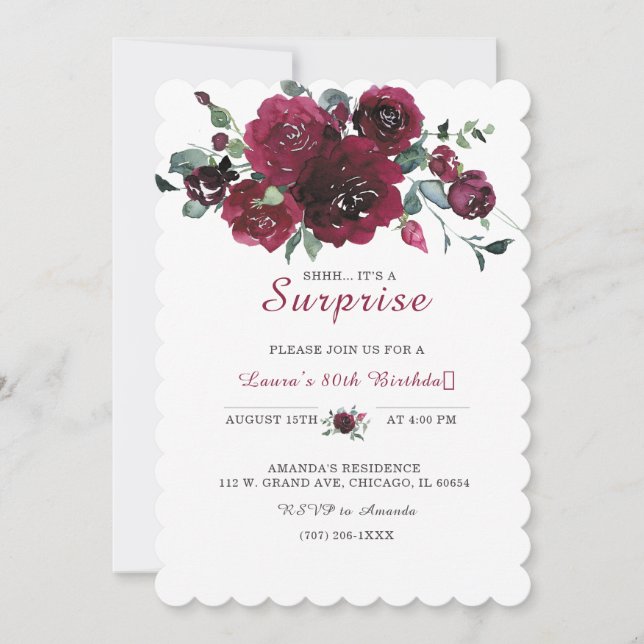 Invitation Pour la fête surprise des 80 ans (Devant)
