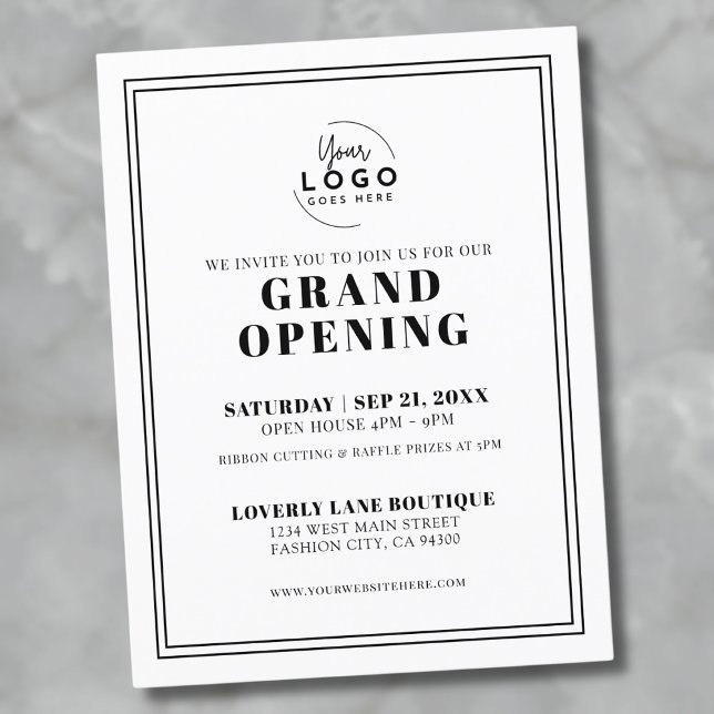 Invitation pour la Grande Ouverture de Simple Logo (Simple Logo Business Grand Opening Invitation Postcard)