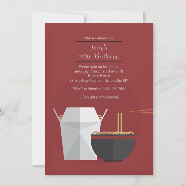 Invitation pour la nourriture orientale (Devant)