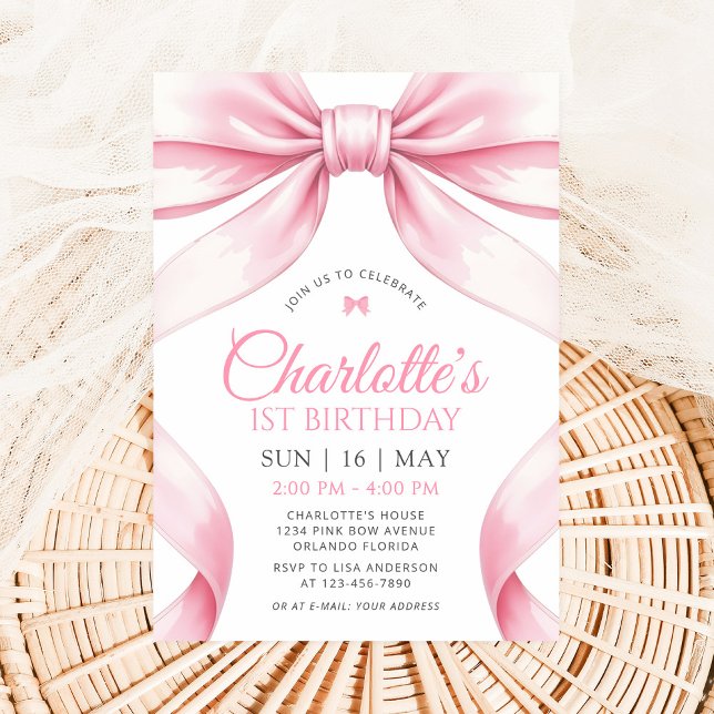 Invitation pour la première année de la fille avec (Créateur téléchargé)