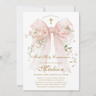 Invitation pour la Première Communion avec un Nœud