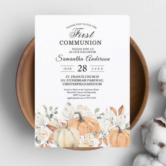 Invitation pour la Première Communion | Citrouille (Créateur téléchargé)