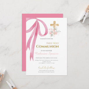 Invitation pour la première communion de fille flo