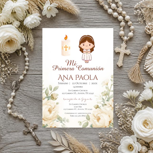 Invitation pour la première communion d'une fille  (Créateur téléchargé)