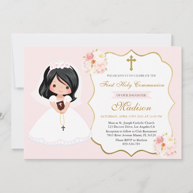 Invitation pour la Première Communion d'une Jeune  (Devant)