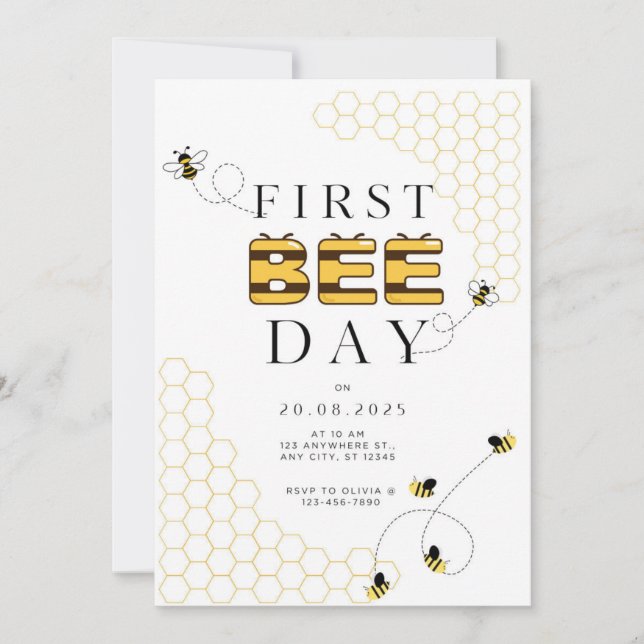 Invitation pour la première fête d'abeilles (Devant)