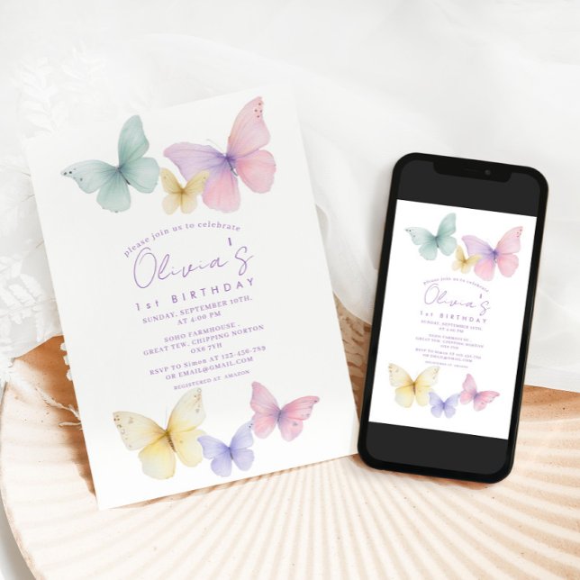 Invitation pour la première fête d'anniversaire d' (Créateur téléchargé)