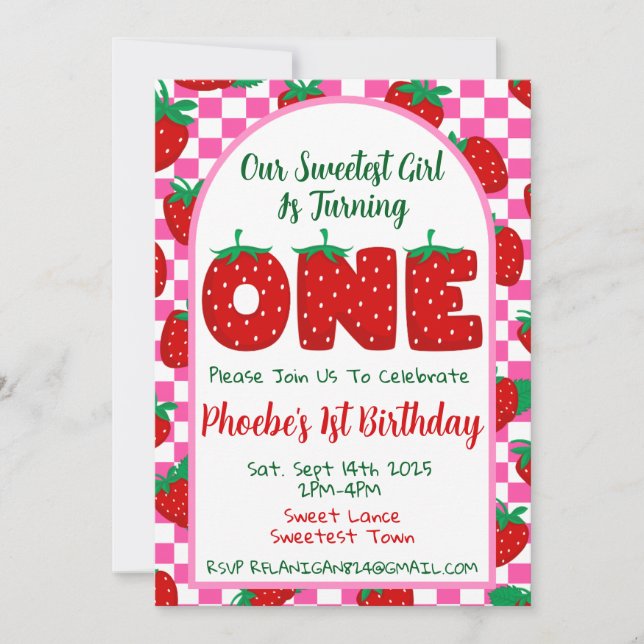 Invitation pour la première fête d'anniversaire de (Devant)