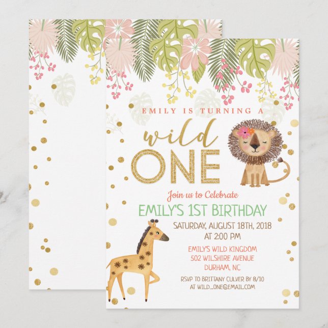 Invitation pour la première fête d'anniversaire de (Devant / Derrière)