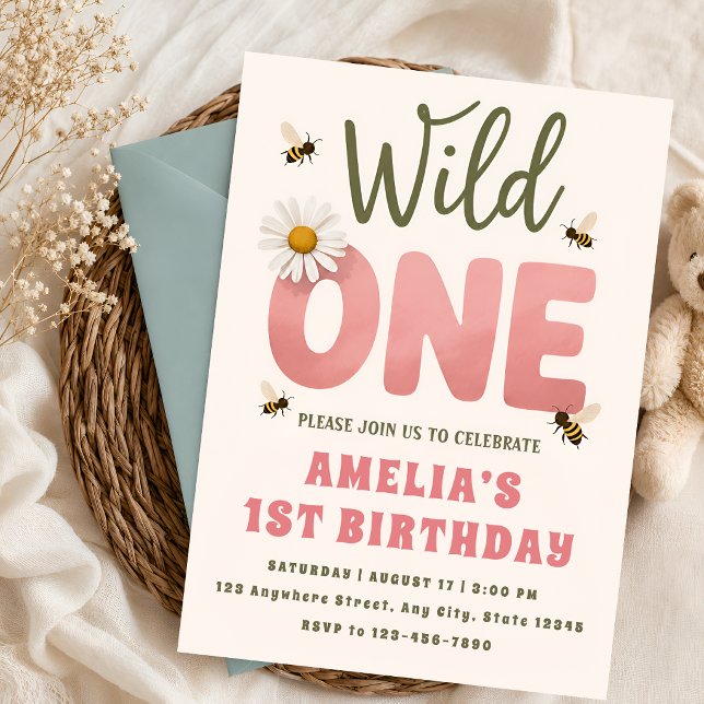 Invitation pour la première fête d'anniversaire fl (Créateur téléchargé)