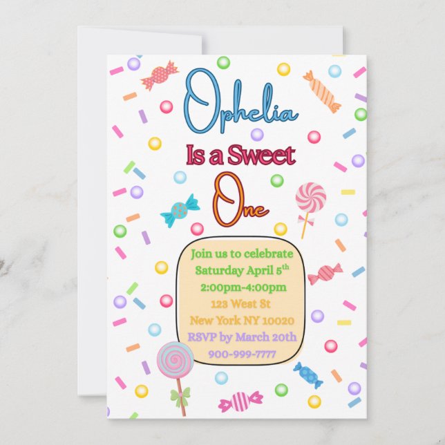 Invitation pour la première fête d'anniversaire Sh (Devant)