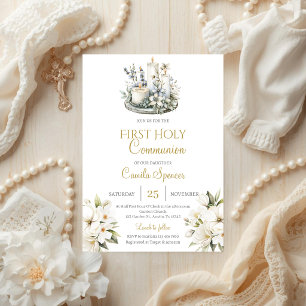 Invitation pour la Première Sainte Communion flora