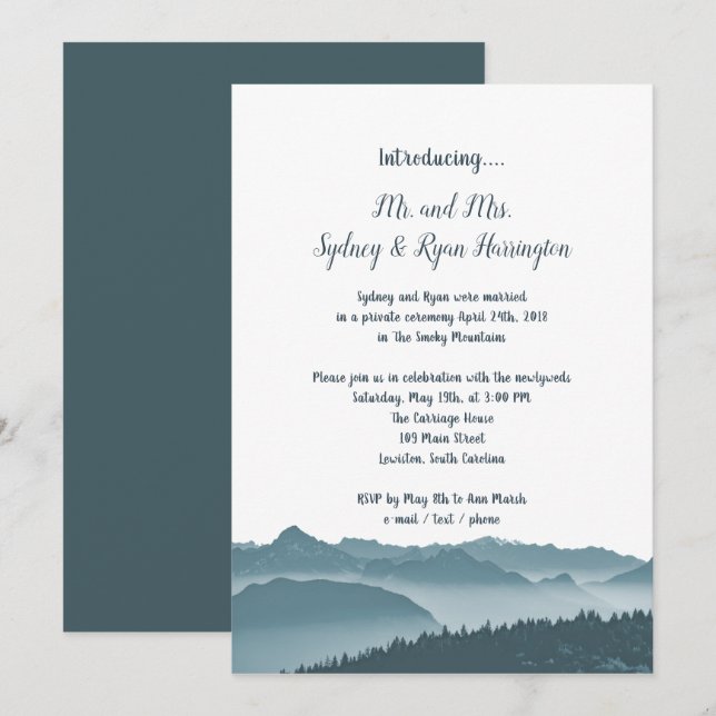 Invitation pour la réception aux Montagnes Brumeus (Devant / Derrière)