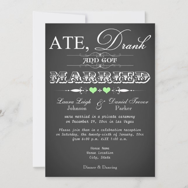 Invitation pour la réception de mariage uniquement (Devant)