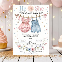 Invitation pour la révélation du sexe du bébé : vê