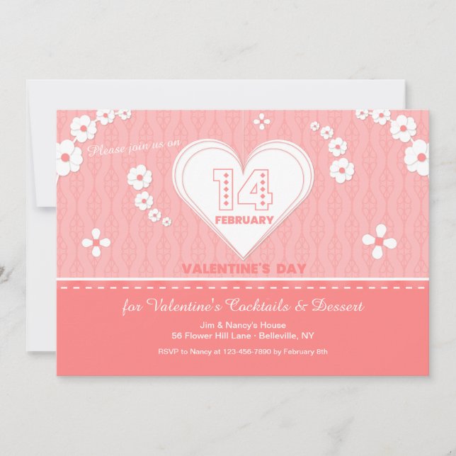 Invitation pour la Saint-Valentin en forme de cœur (Devant)