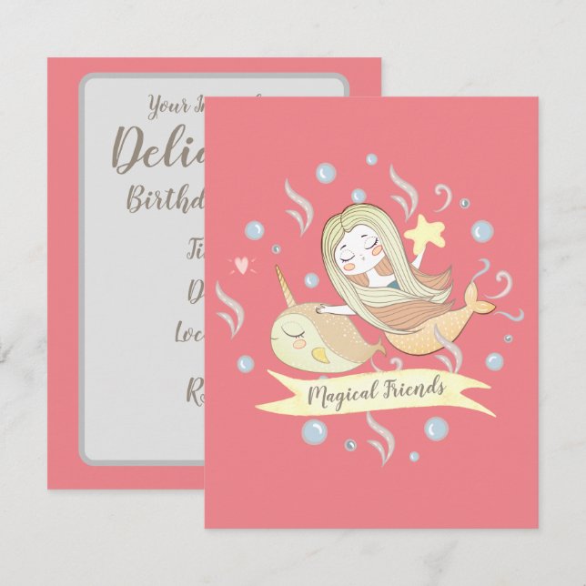Invitation pour la sirène adorable et ses amis nar (Devant / Derrière)