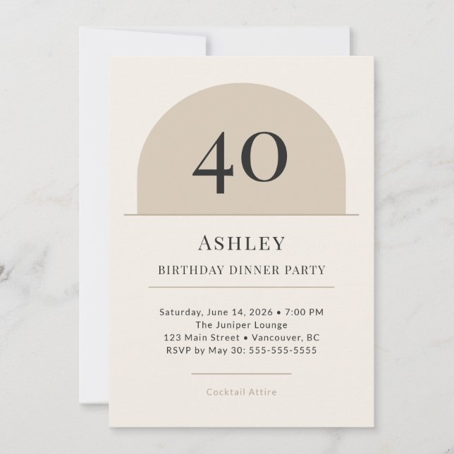 Invitation pour la soirée d'anniversaire des 40 an (Devant)