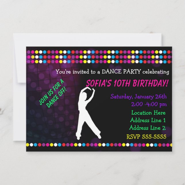 Invitation pour la soirée de danse Just Dance avec (Devant)