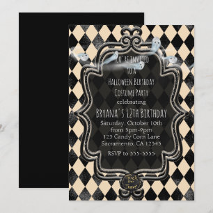 Invitation pour la soirée Halloween diamant noir e
