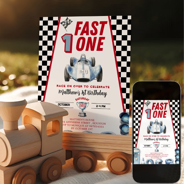 Invitation pour la voiture de course d'un garçon p (Créateur téléchargé)