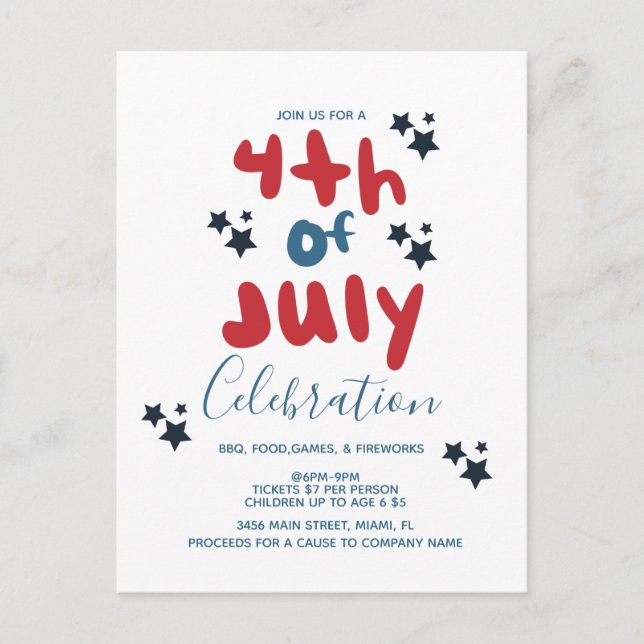 Invitation pour l'affiche du BBQ de la fête du 4 j (Devant)