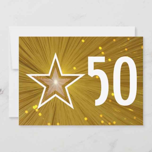 Invitation pour l'anniversaire '50' étoile d'or (Devant)