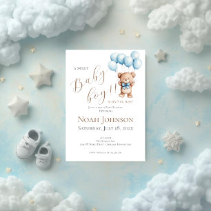 Invitation pour l'anniversaire de bébé ours bleu g