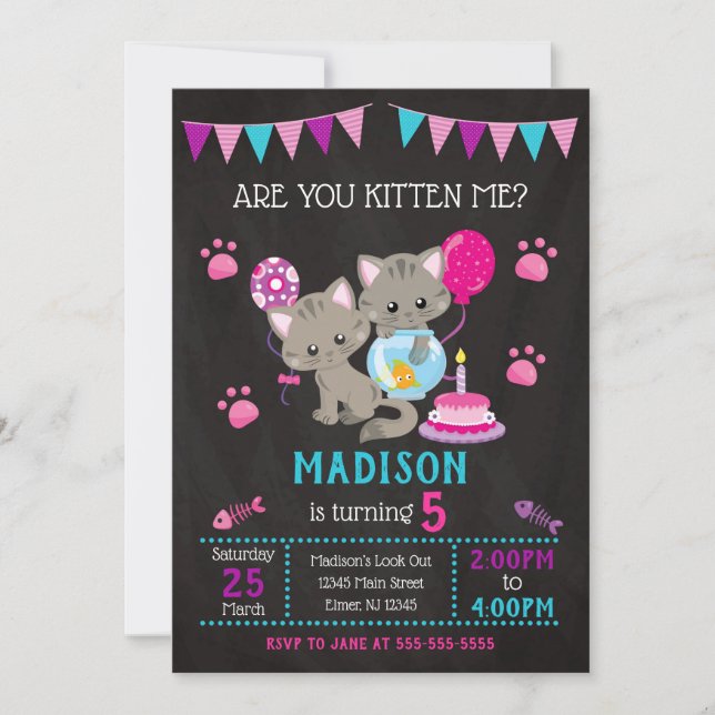 Invitation pour l'anniversaire de Kitty / Fête de  (Devant)