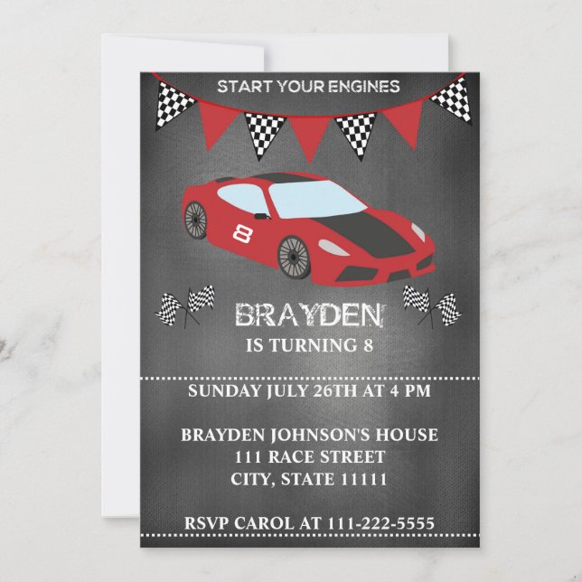 Invitation pour l'anniversaire de la course de bab (Devant)