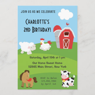 Invitation pour l'anniversaire de la ferme animale