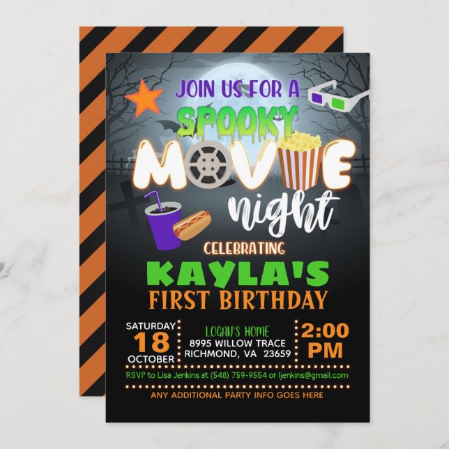 Invitation pour l'anniversaire de la nuit du ciném (Devant / Derrière)