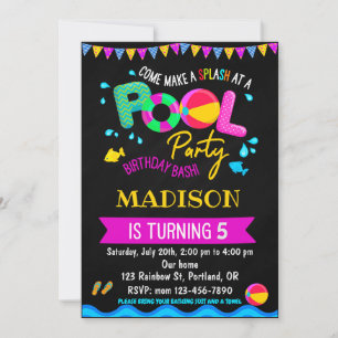 Invitation pour l'anniversaire de la piscine Fête 