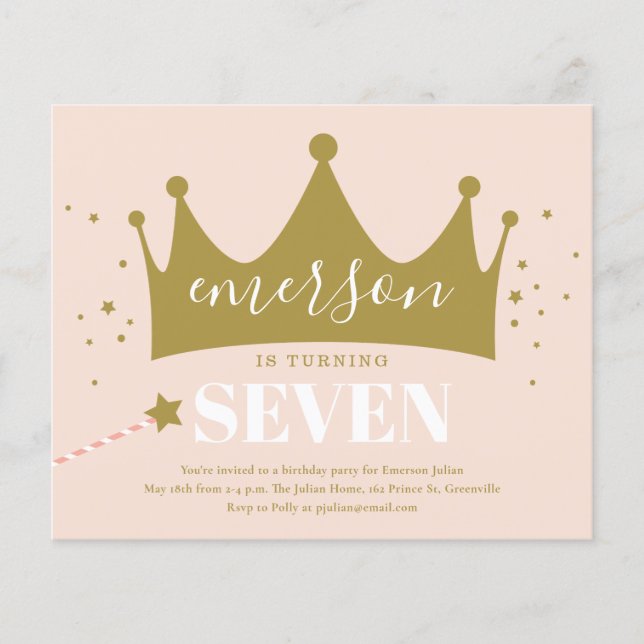 Invitation pour l'anniversaire de la princesse ros (Devant)
