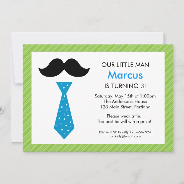 Invitation pour l'anniversaire de Little Man - Ver (Devant)