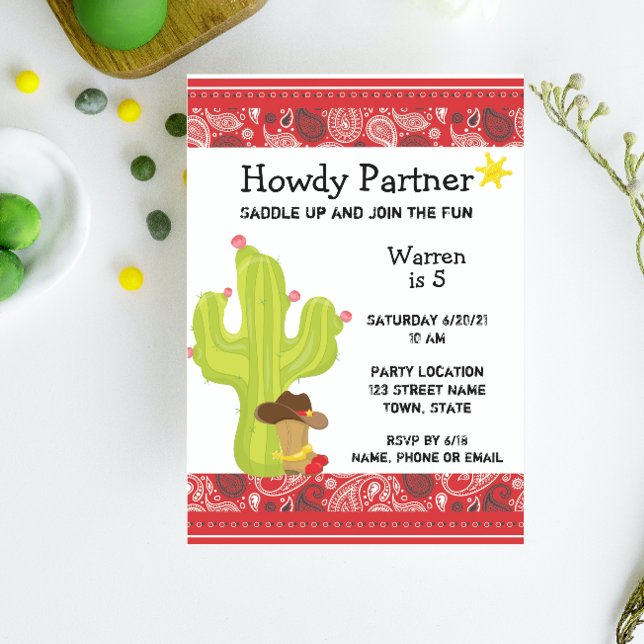 Invitation pour l'anniversaire de l'Ouest de Cowbo (Créateur téléchargé)