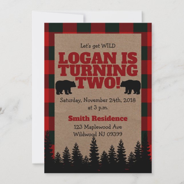 Invitation pour l'anniversaire de Lumberjack - Ave (Devant)