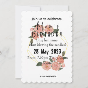 invitation pour l'anniversaire de maman