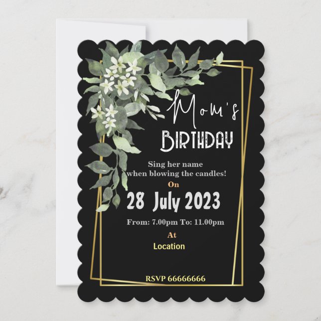 Invitation pour l'anniversaire de maman (Devant)