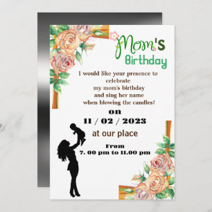 invitation pour l'anniversaire de maman