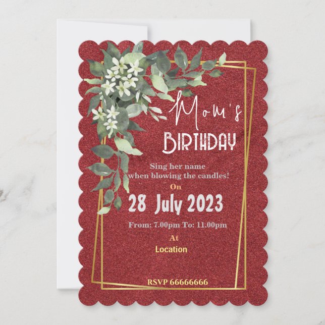 Invitation pour l'anniversaire de maman (Devant)