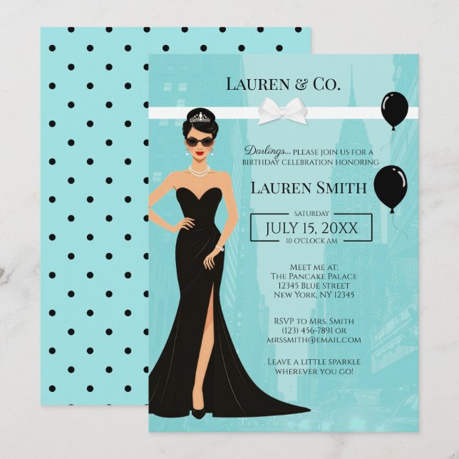 Invitation pour l'anniversaire de Tiffany et Co Au (Devant / Derrière)