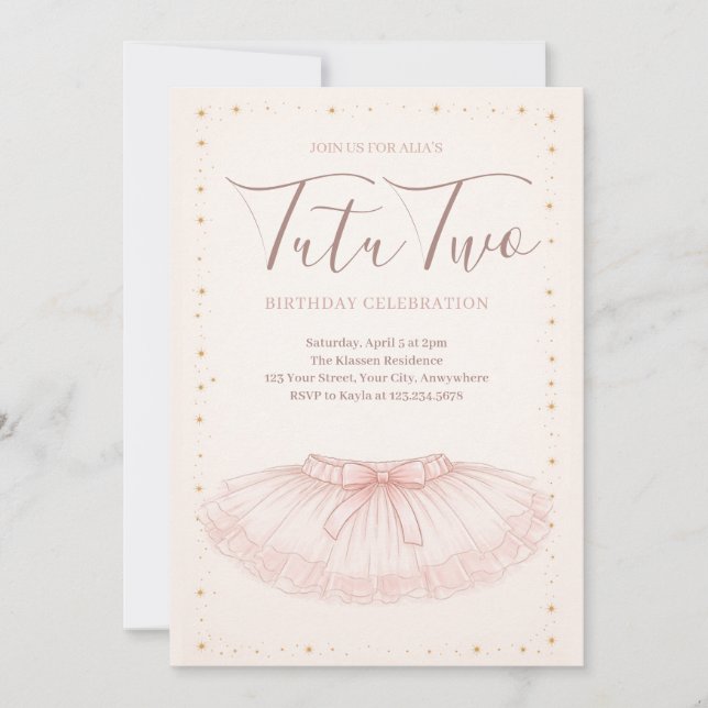Invitation pour l'anniversaire de Tutu Two (Devant)