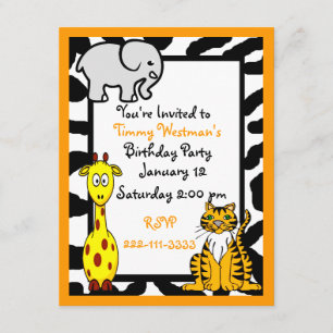 Invitation pour l'anniversaire de Wildlife Safari