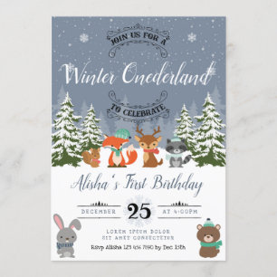 Invitation pour l'anniversaire de Winter Woodland
