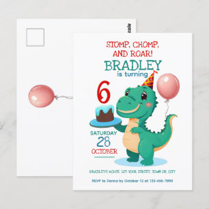 Invitation pour l'anniversaire des 6 ans de T-Rex